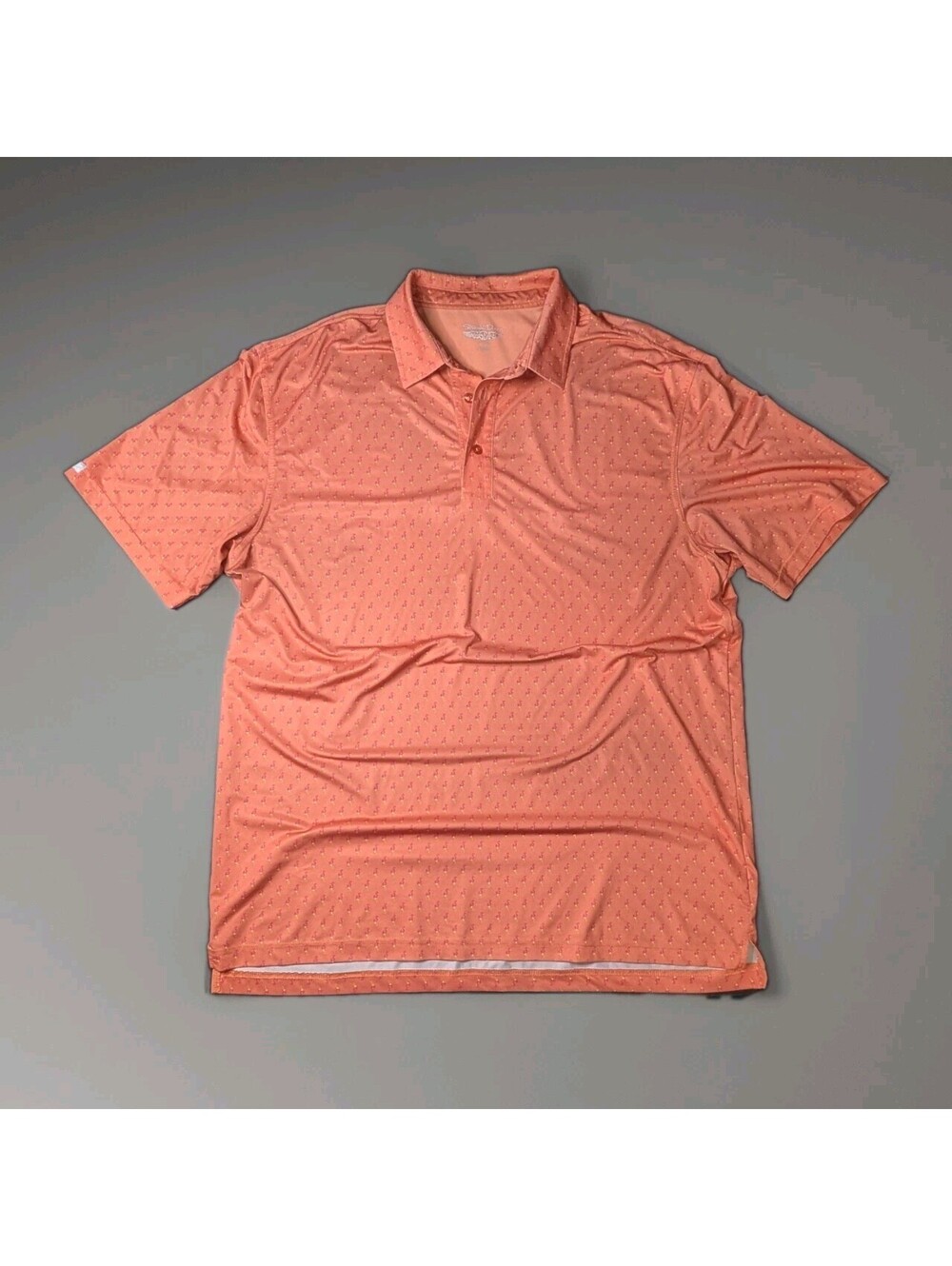 Straight Down Golf Polo Orange Flamingos XL